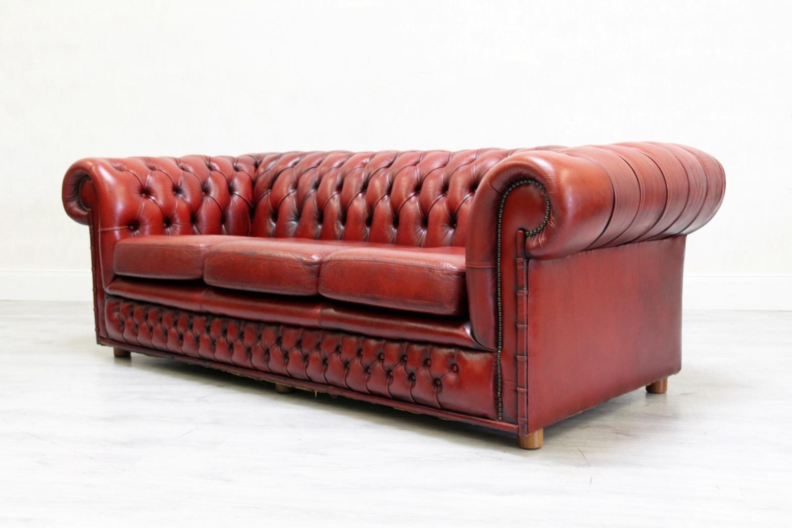 Chesterfield Sofa Garnitur Ledergarnitu Couch Antik 2-Seat 3-Seat, English For Sale 5