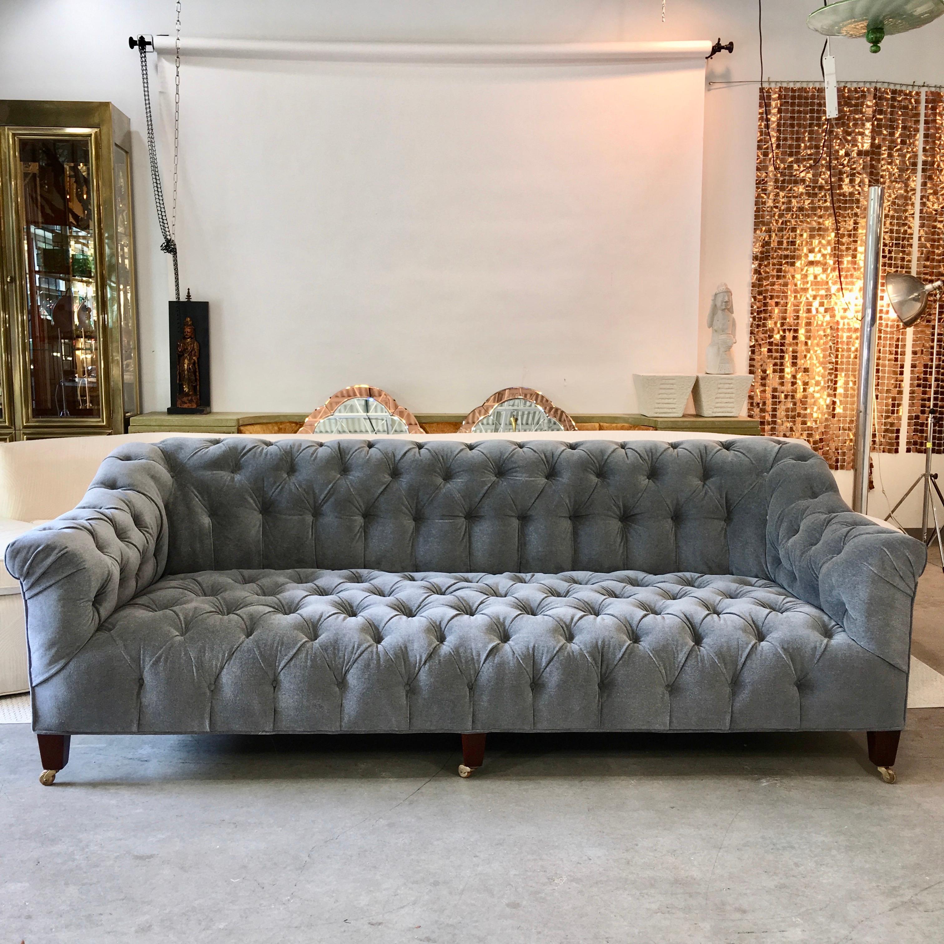 Chesterfield Sofa Gray Mohair 19th Century For Sale 3