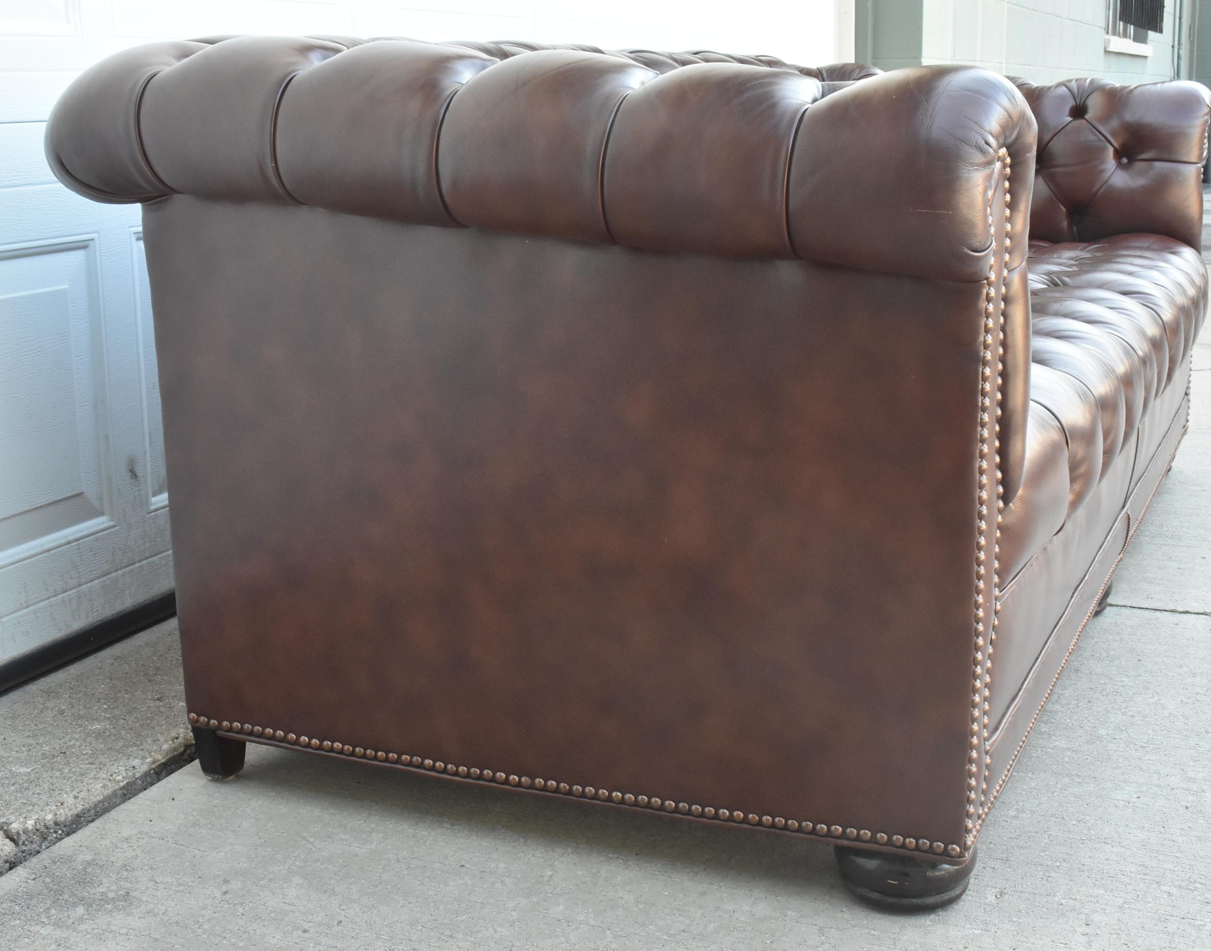 20th Century Chesterfield Sofa in Brown Leather by Classic Leather Co For Sale