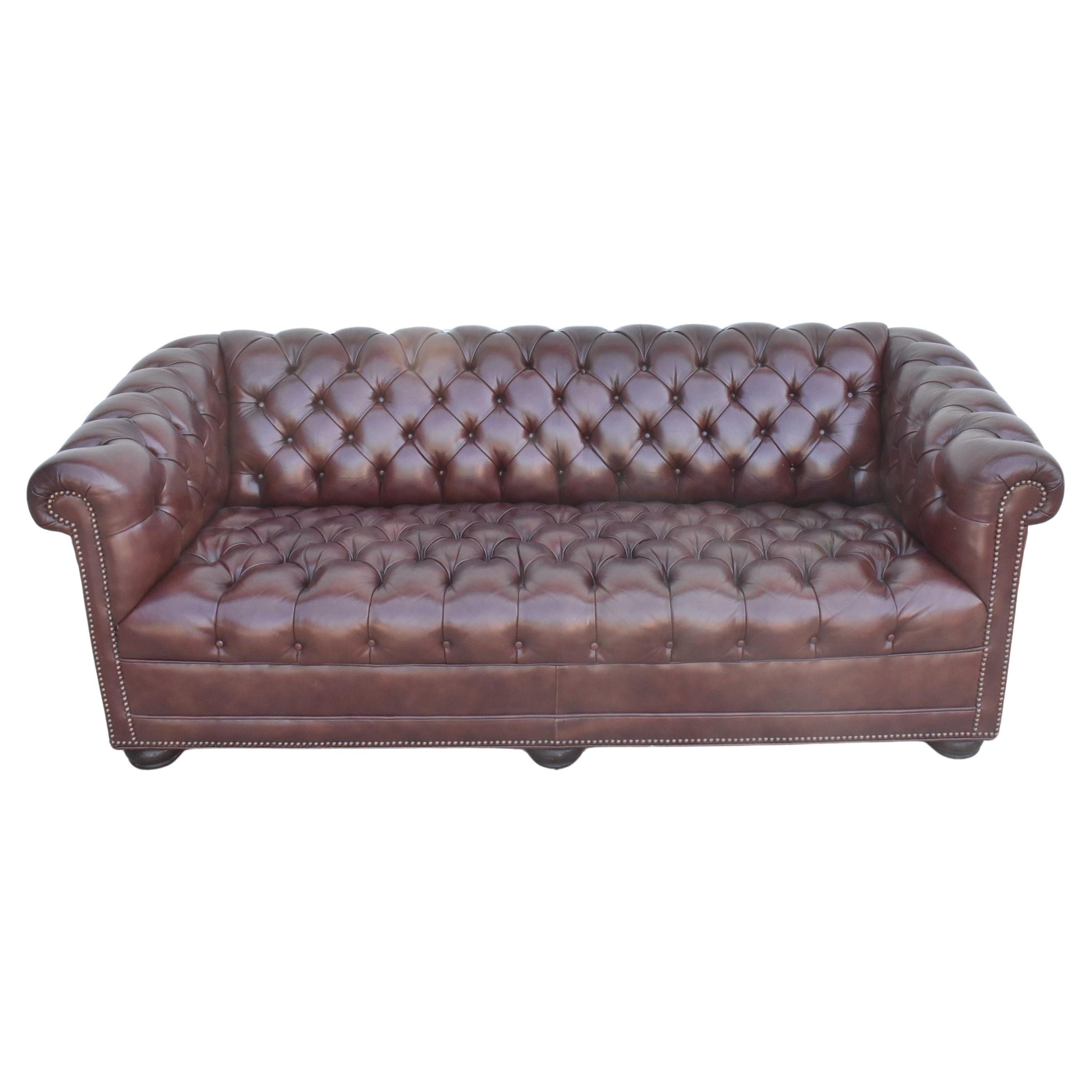 Chesterfield Sofa in Brown Leather by Classic Leather Co For Sale