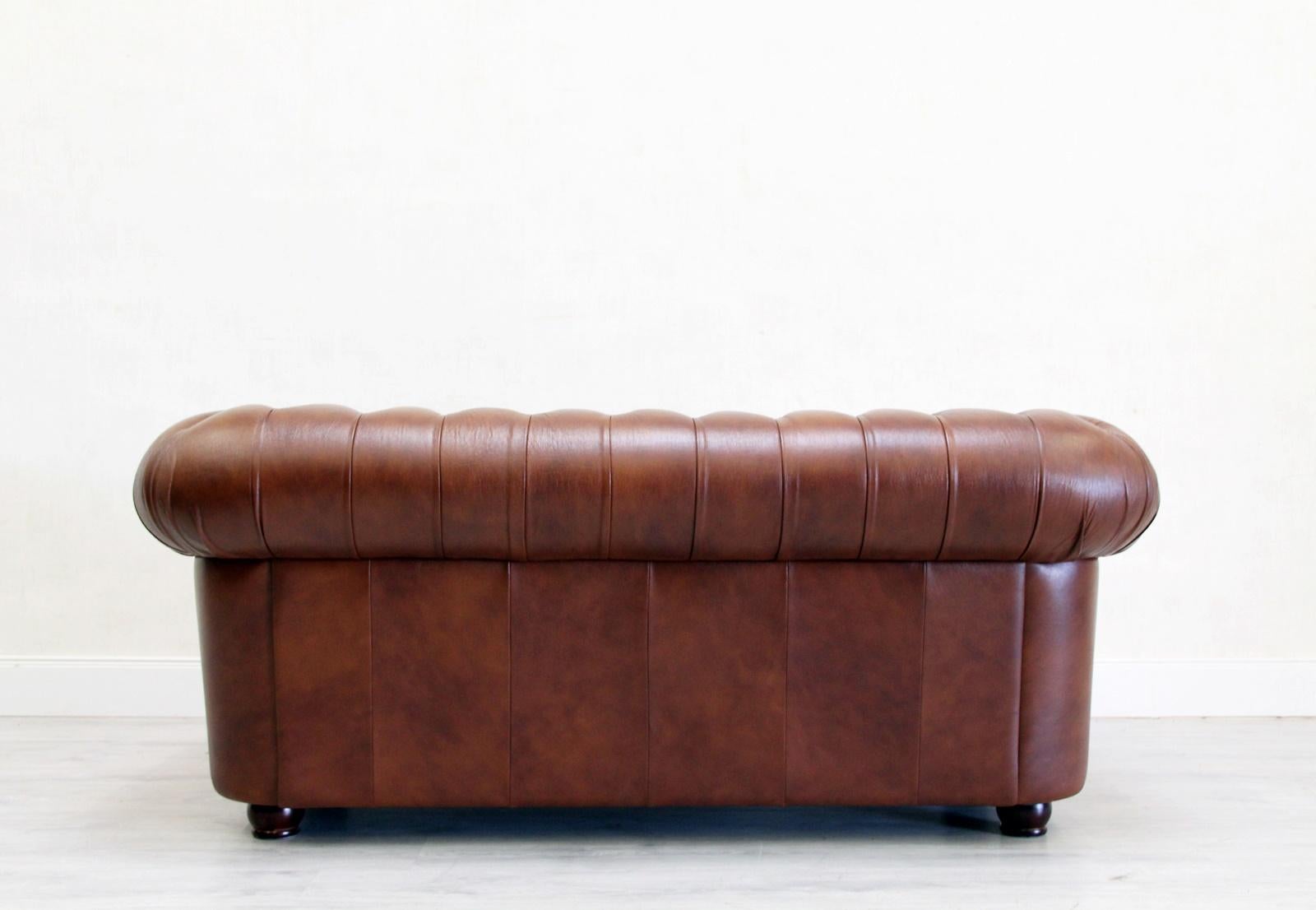 Chesterfield Sofa Leather Antique Chippendale Vintage Couch English For Sale 6