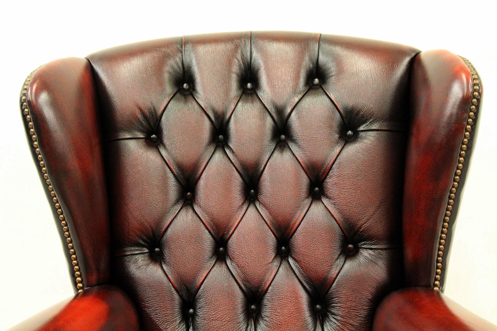 Chesterfield Sofa Leather Antique Vintage Couch English Armchair Old For Sale 2