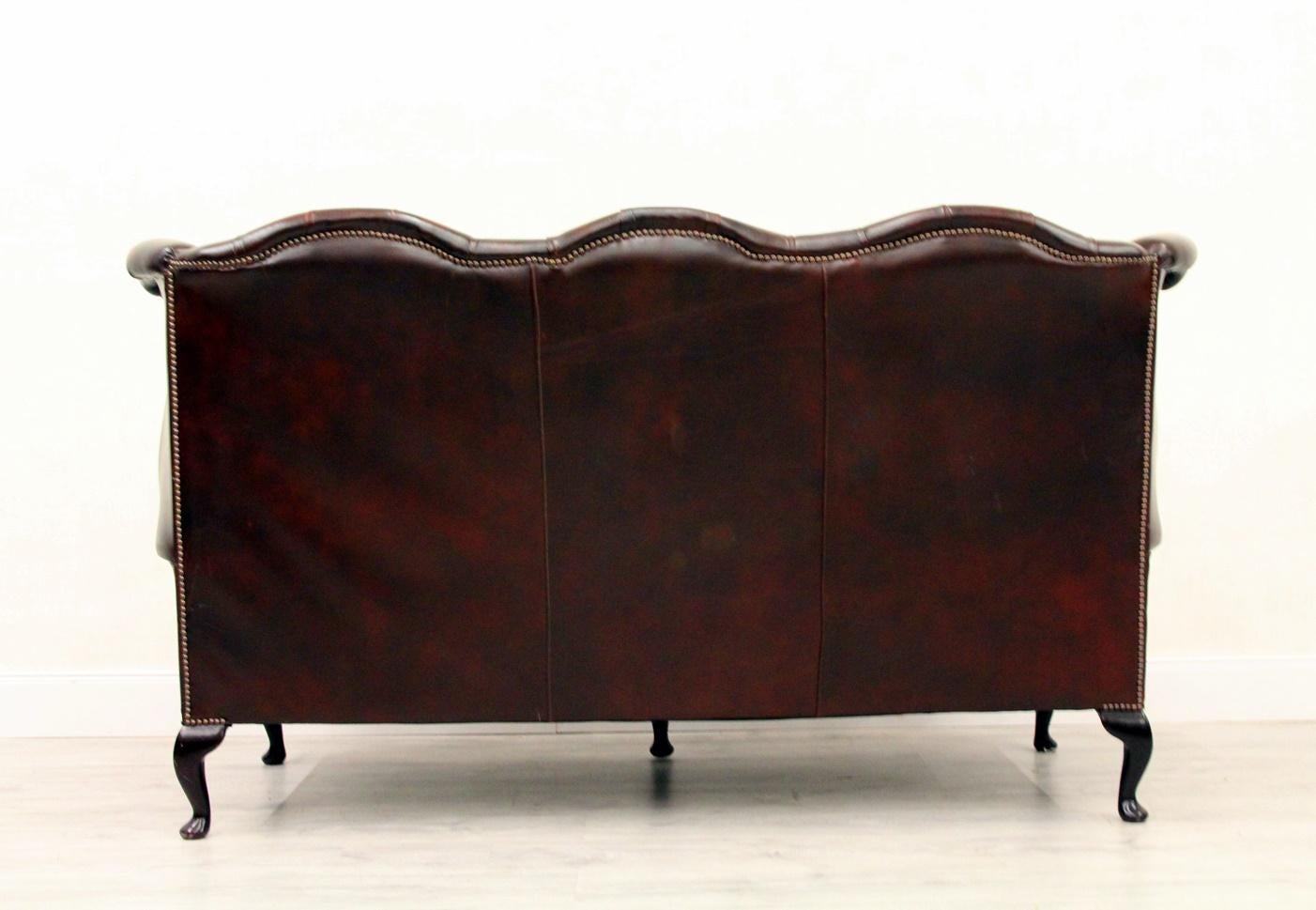 Chesterfield Sofa Leather Antique Vintage Couch English Chippendale For Sale 4