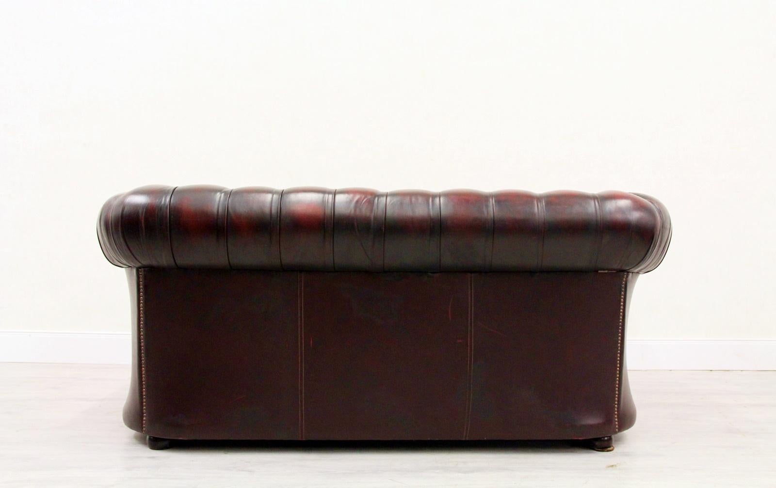 Chesterfield Sofa Leather Antique Vintage Couch English Chippendale For Sale 7