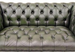 Chesterfield Sofa Leather Antique Vintage Couch English Chippendale