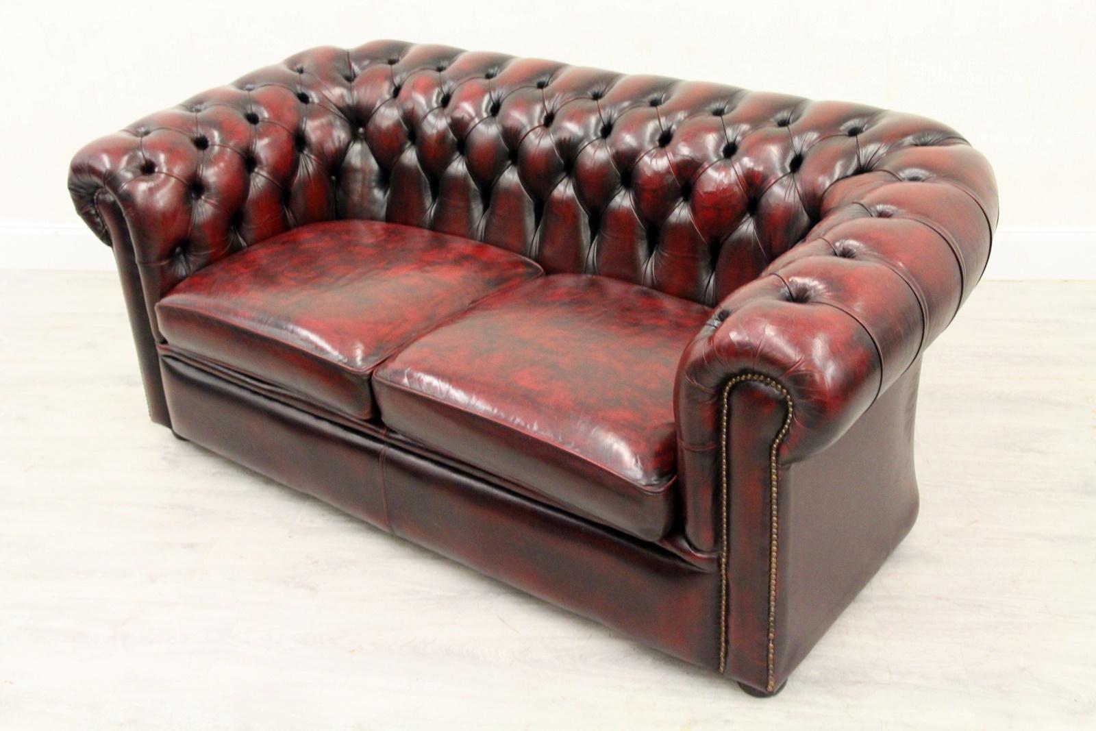 Chesterfield Sofa Leather Antique Vintage Couch English Chippendale For Sale 1