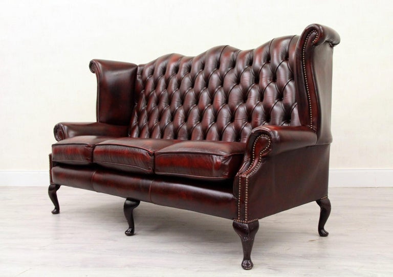 Chesterfield Sofa Leather Antique Vintage Couch English Chippendale For