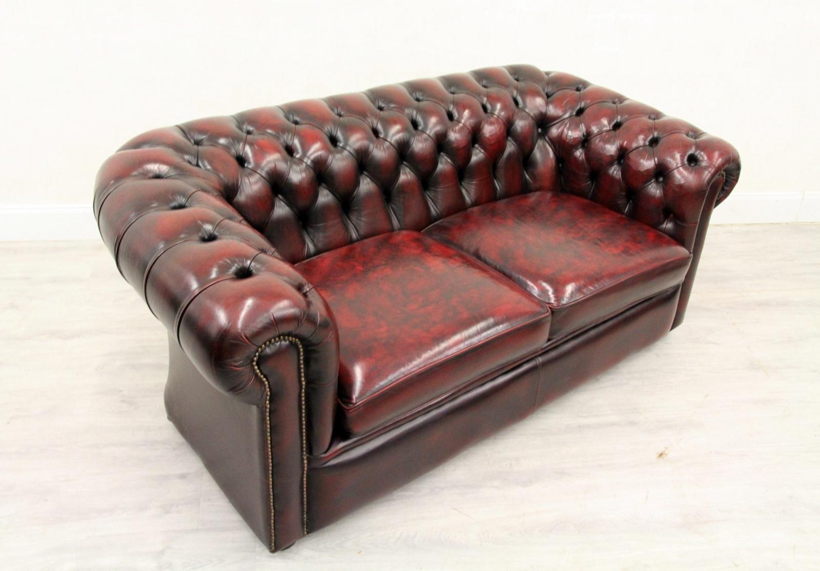 Chesterfield Sofa Leather Antique Vintage Couch English Chippendale For Sale 3