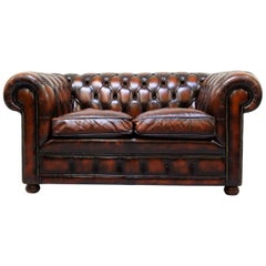 Chesterfield Sofa Leather Antique Vintage Couch English Chippendale