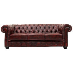 Chesterfield Sofa Leather Antique Vintage Couch English Chippendale