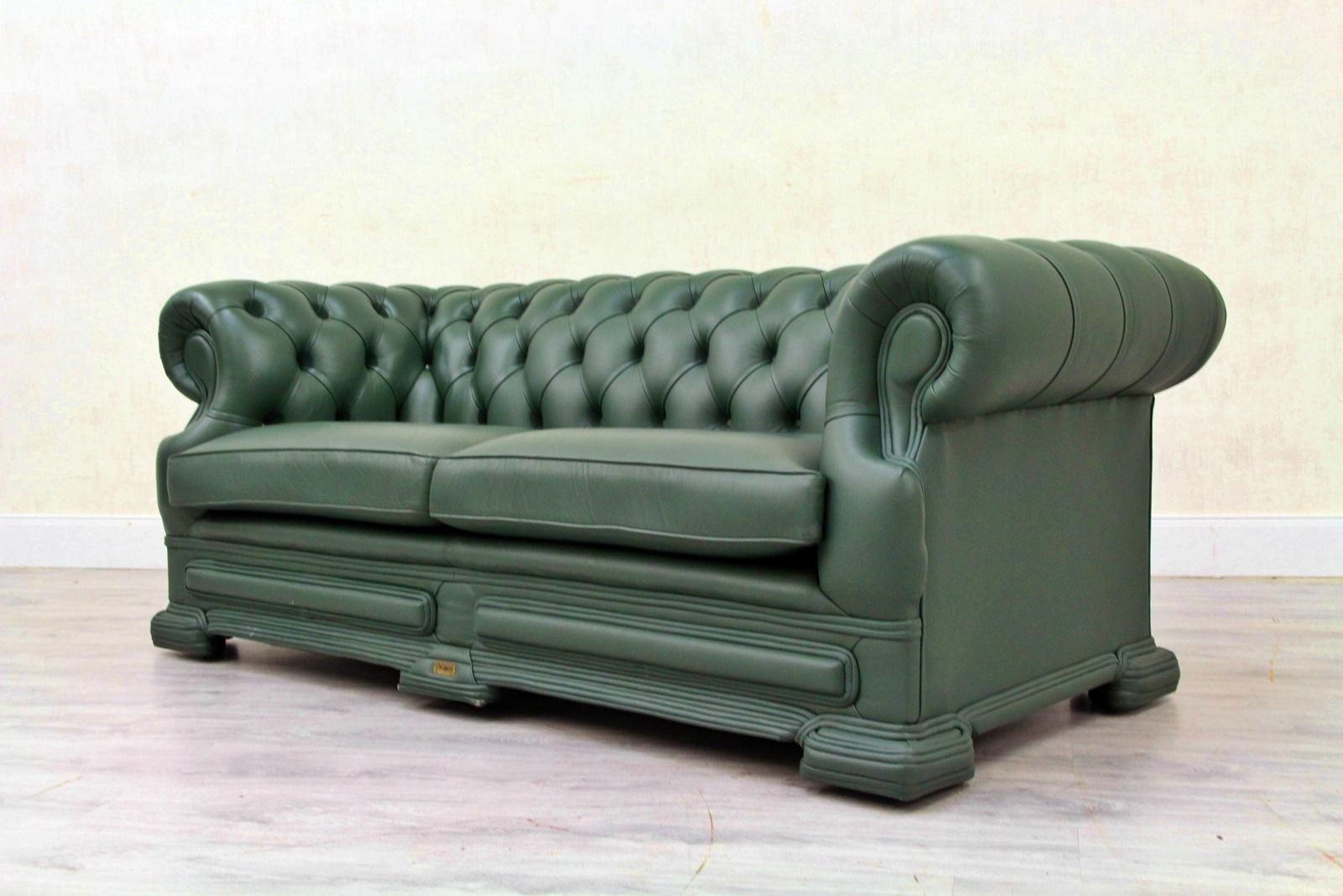 Chesterfield Sofa Leather Antique Vintage Couch English Chippendale Chesterfield For Sale 1