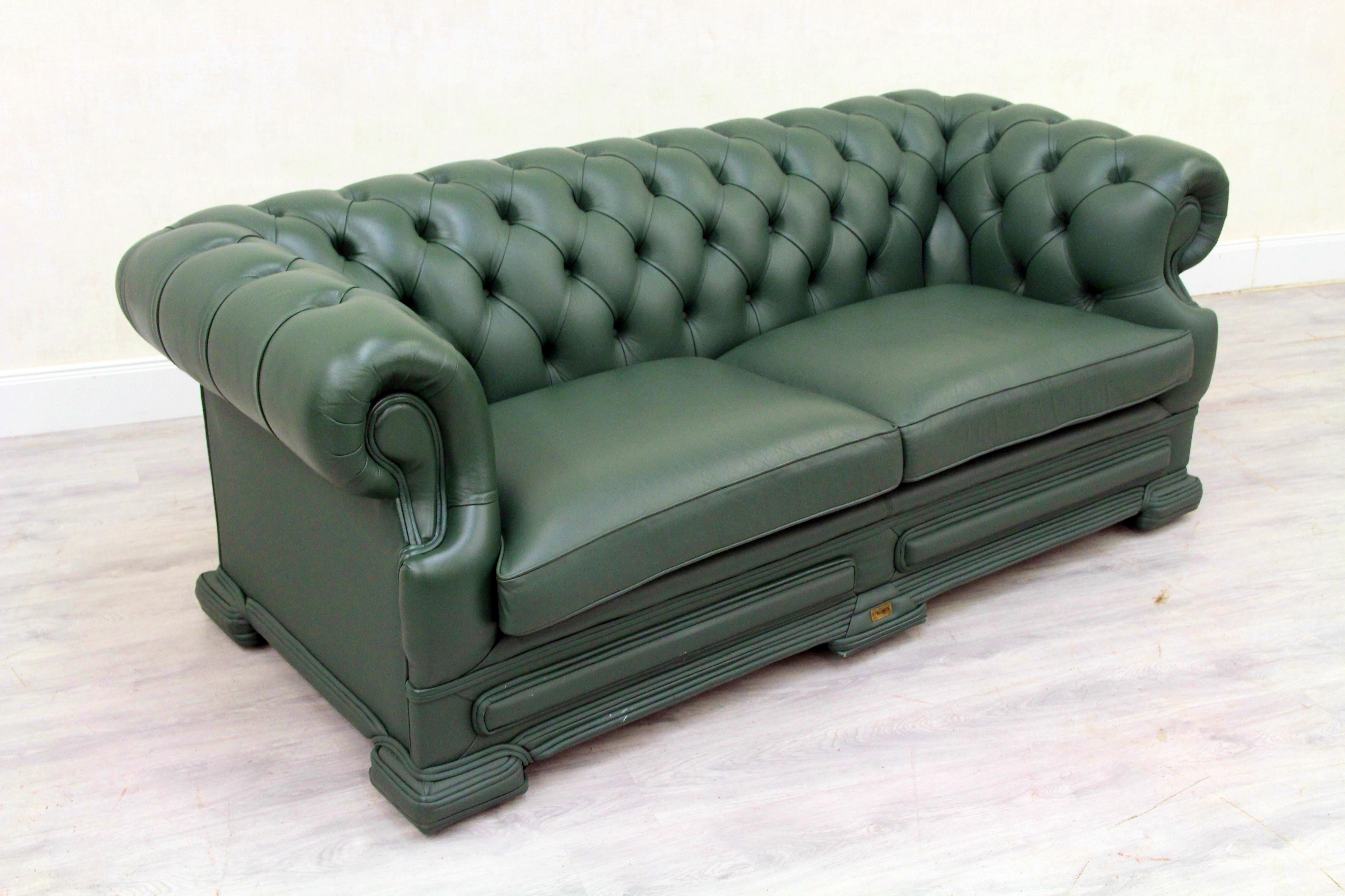 Chesterfield Sofa Leather Antique Vintage Couch English Chippendale Chesterfield For Sale 2