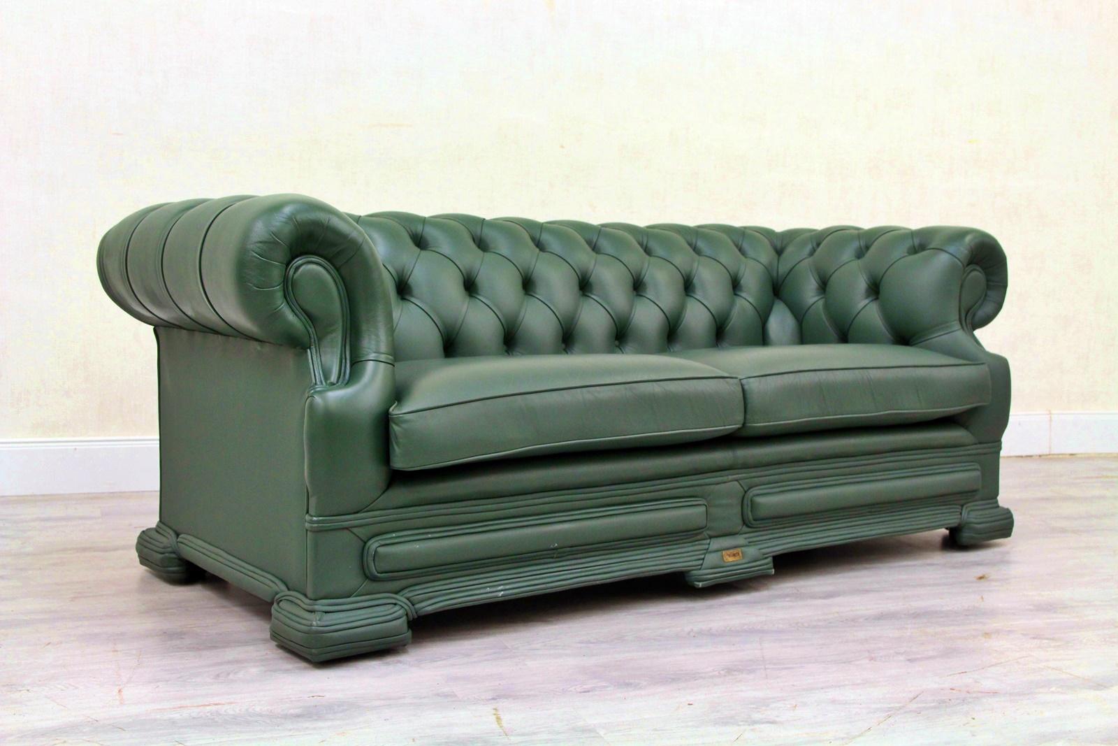 Chesterfield Sofa Leather Antique Vintage Couch English Chippendale Chesterfield For Sale 3