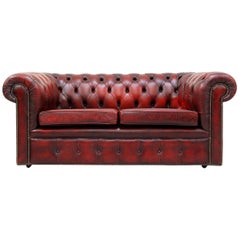 Chesterfield Sofa Leather Antique Vintage Couch English Real Leather