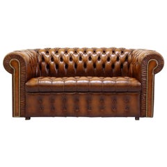 Chesterfield Sofa Leather Antique Vintage Couch English Real Leather