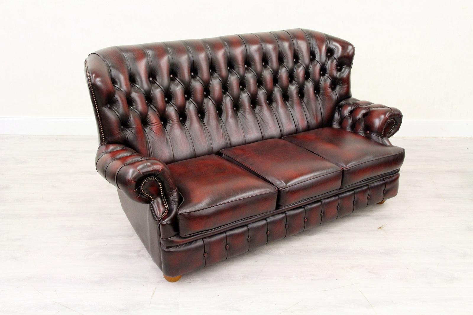 Chesterfield Sofa Leder Antik Vintage Couch Englisch Chippendale 5