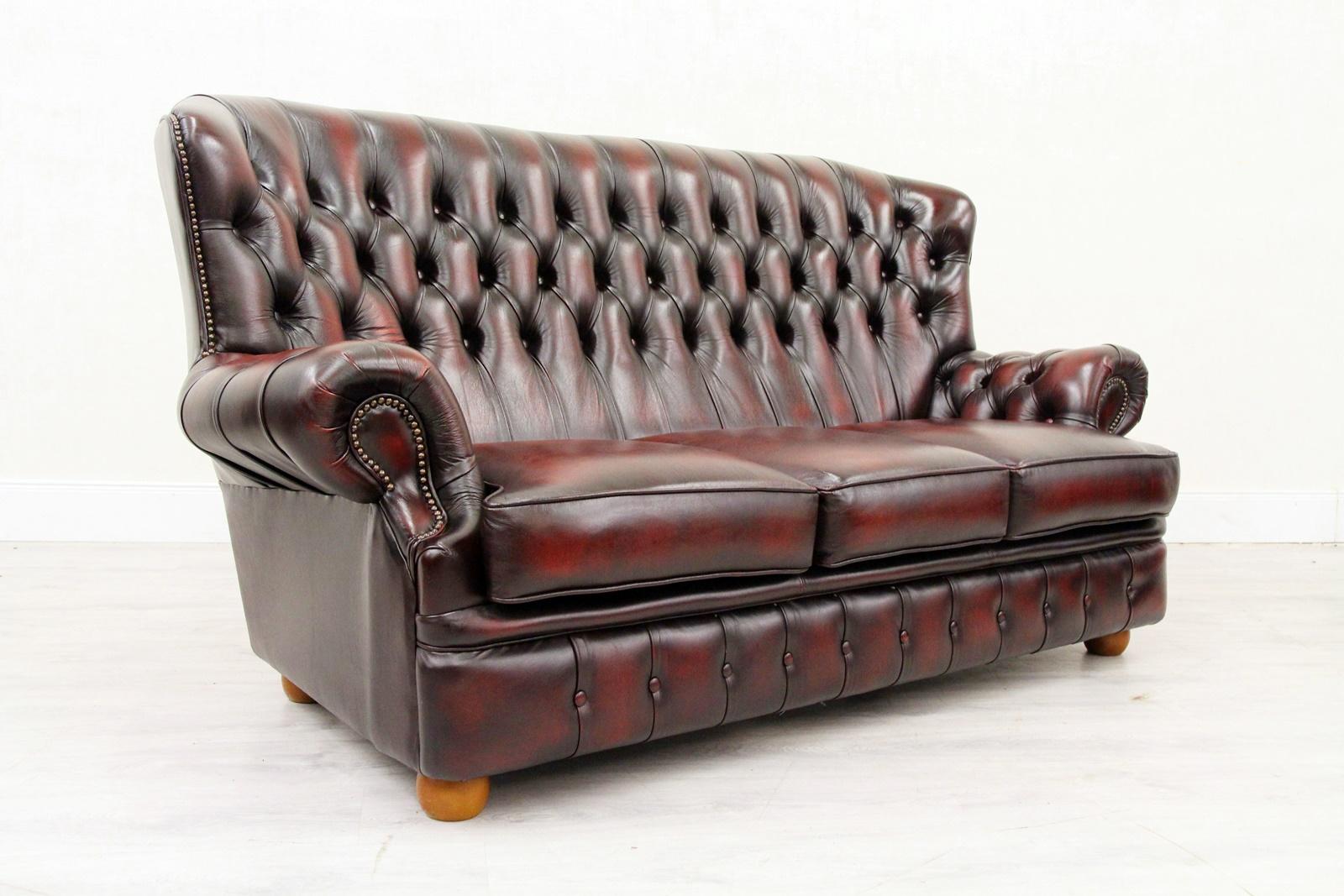 Chesterfield Sofa Leder Antik Vintage Couch Englisch Chippendale 6
