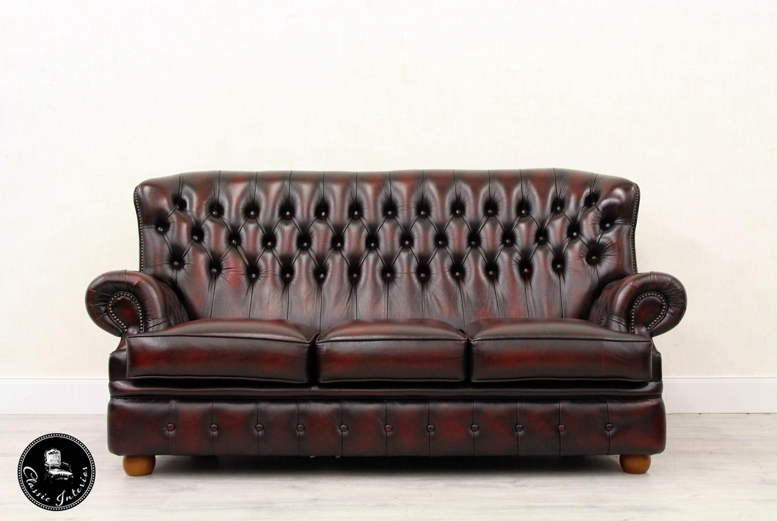 Chesterfield Sofa Leder Antik Vintage Couch Englisch Chippendale In Good Condition In Lage, DE
