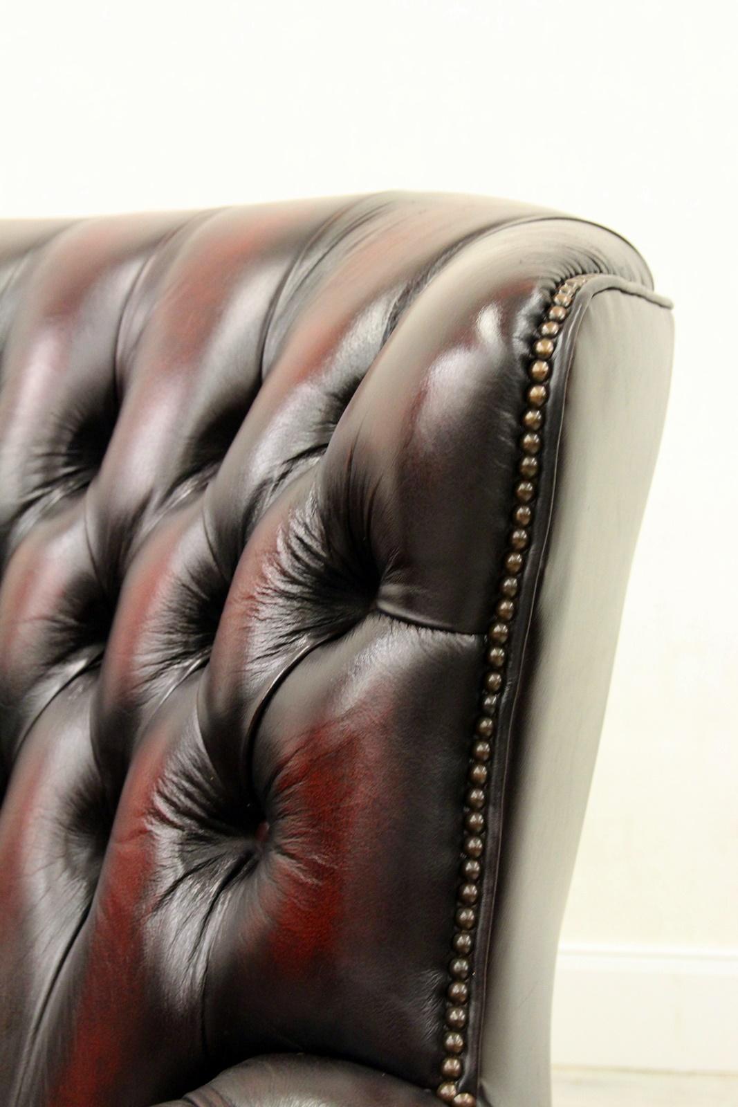 Chesterfield Sofa Leder Antik Vintage Couch Englisch Chippendale 2