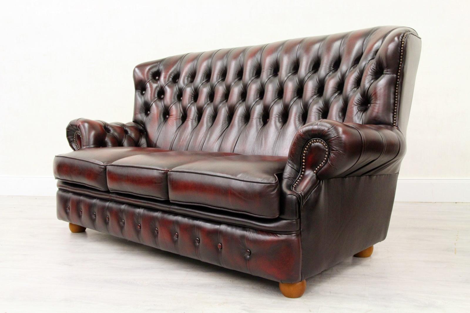 Chesterfield Sofa Leder Antik Vintage Couch Englisch Chippendale 4