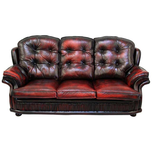 Chesterfield Sofa Leder Antik Vintage Couch Englisch Chippendale At 1stdibs 