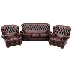 Chesterfield Sofa Leder Antik Vintage Couch Englisch Chippendale