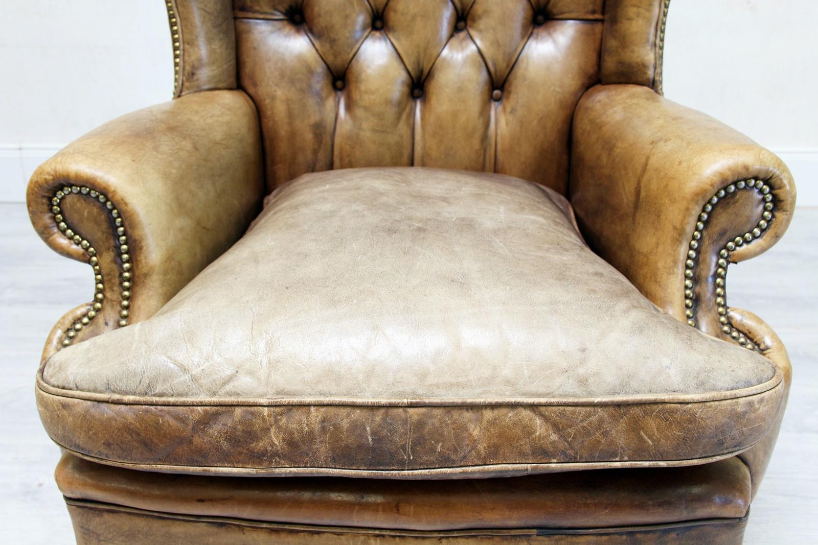 Chesterfield Sofa Set Armchair Couch Antique Wing Chair For Sale 6