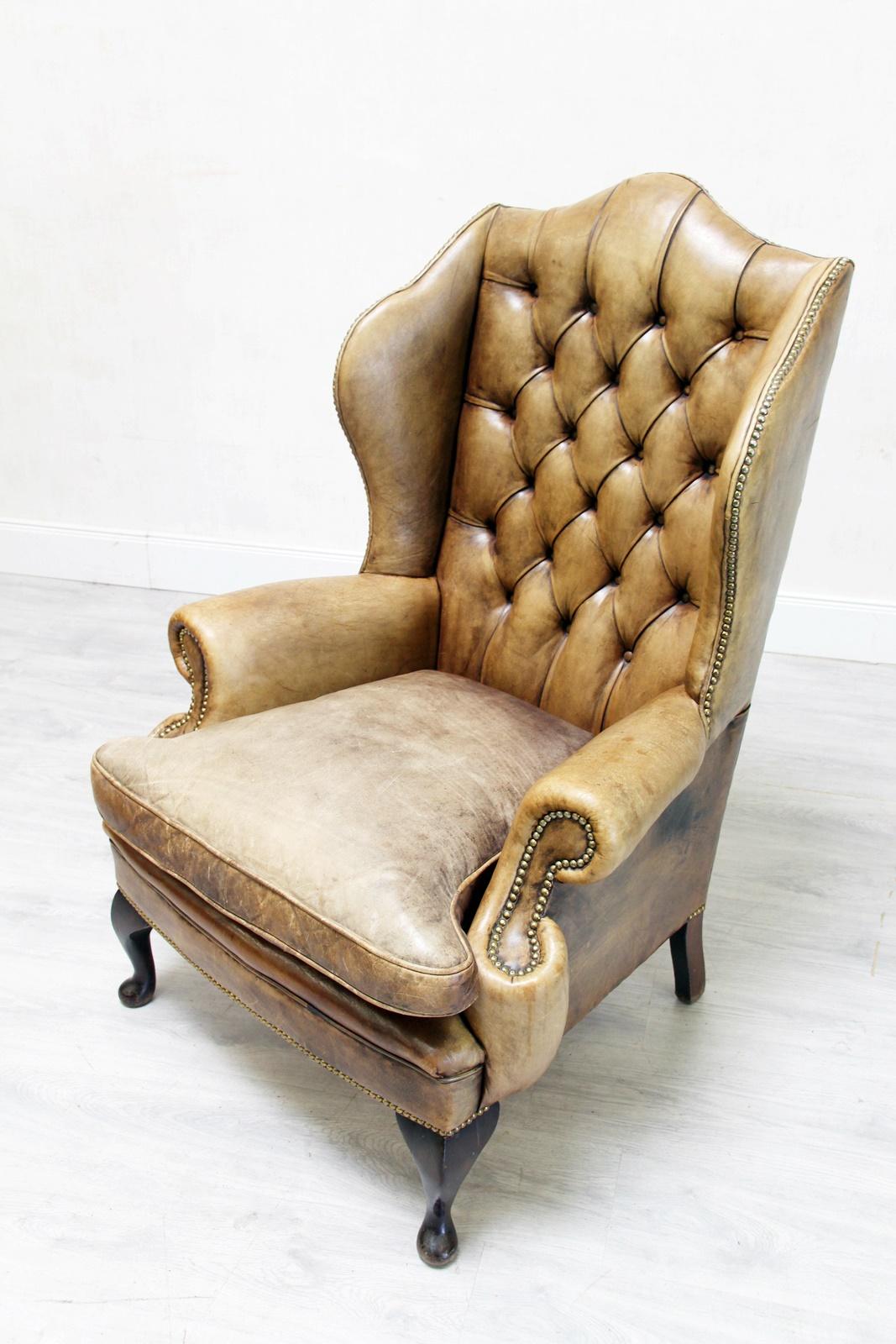 Chesterfield Sofa Set Armchair Couch Antique Wing Chair For Sale 7
