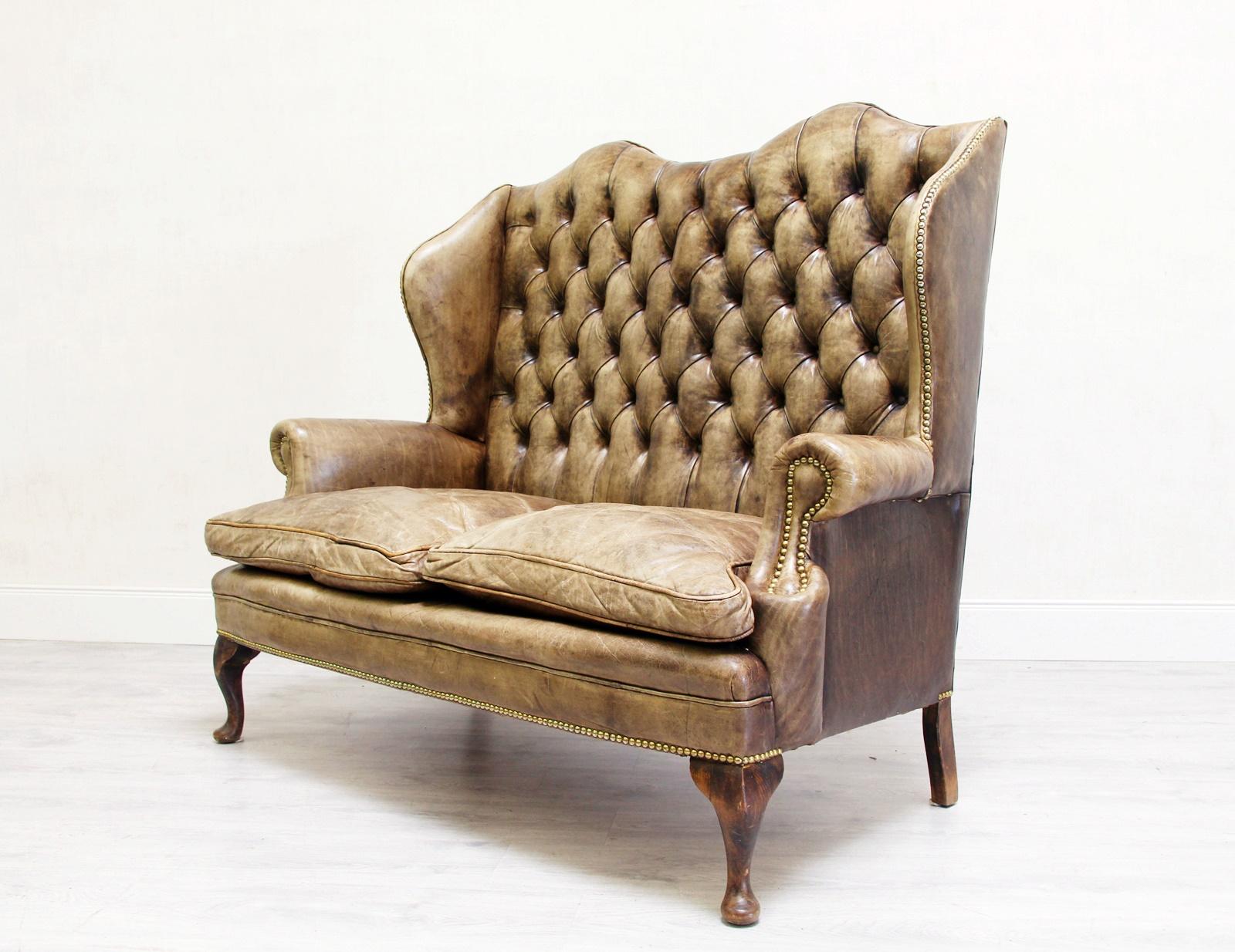 Chesterfield Sofa Set Armchair Couch Antique Wing Chair For Sale 1