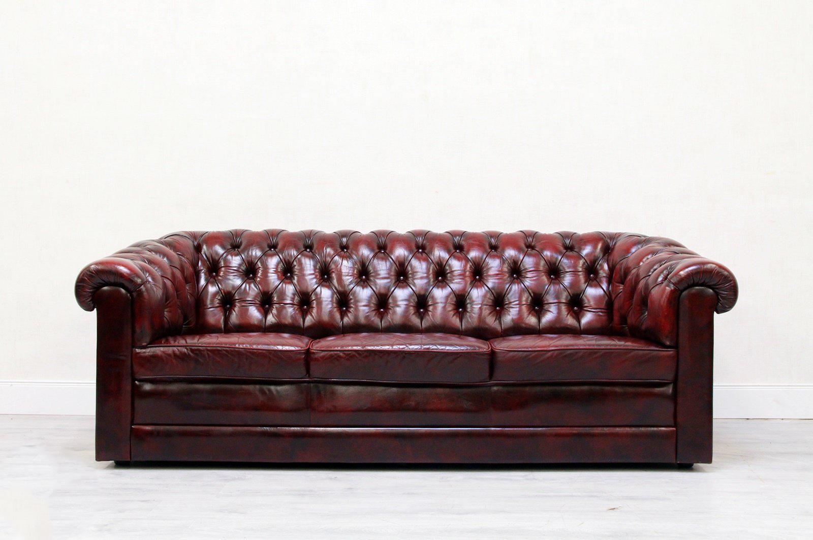 oxblood leather couch