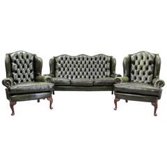 Chesterfield Sofa Set Armchair Wing Chair Couch Vintage Sitzgar