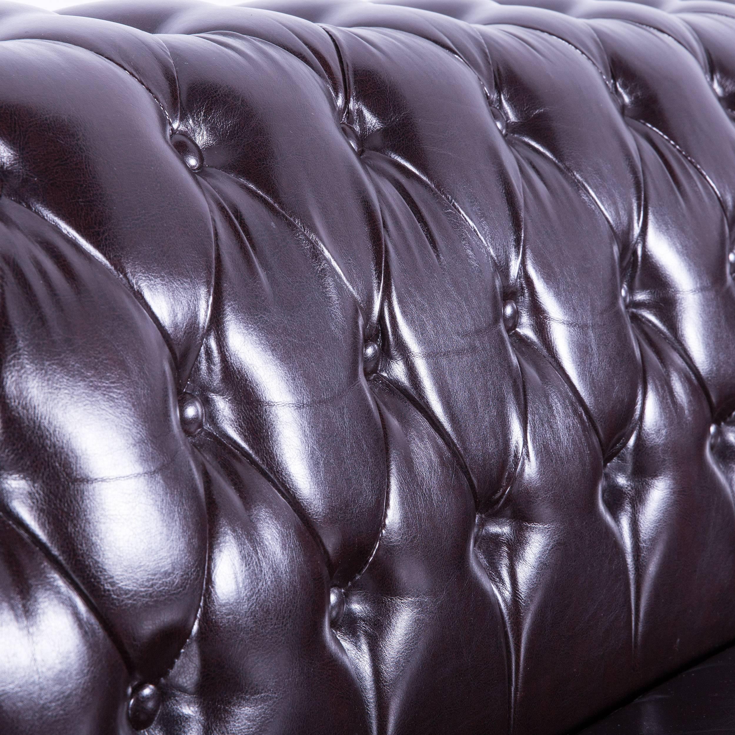 20th Century Chesterfield Sofa Set Brown Leather Two Three-Seat, Two Two-Seat