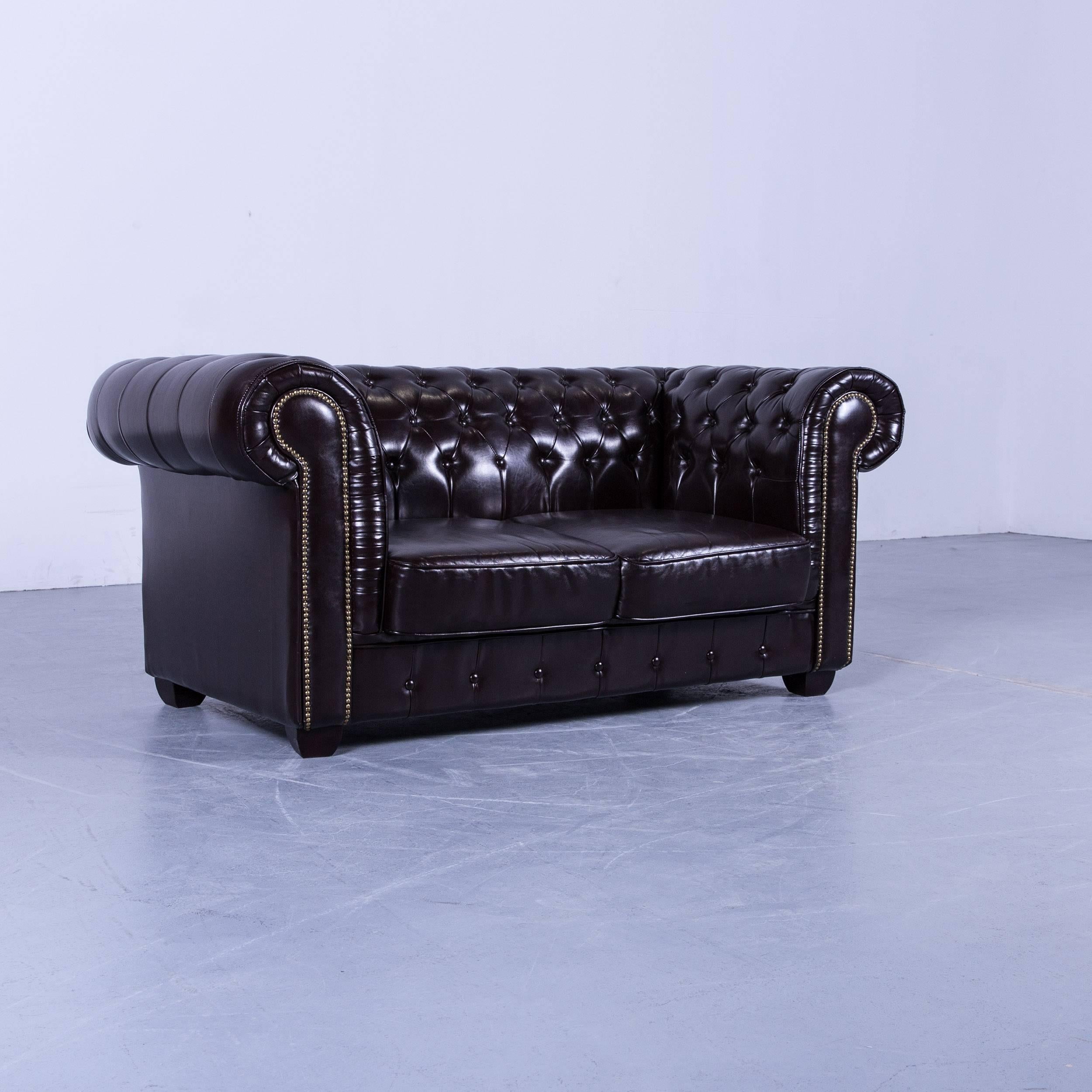 Chesterfield Sofa Set Brown Leather Two Three-Seat, Two Two-Seat 1