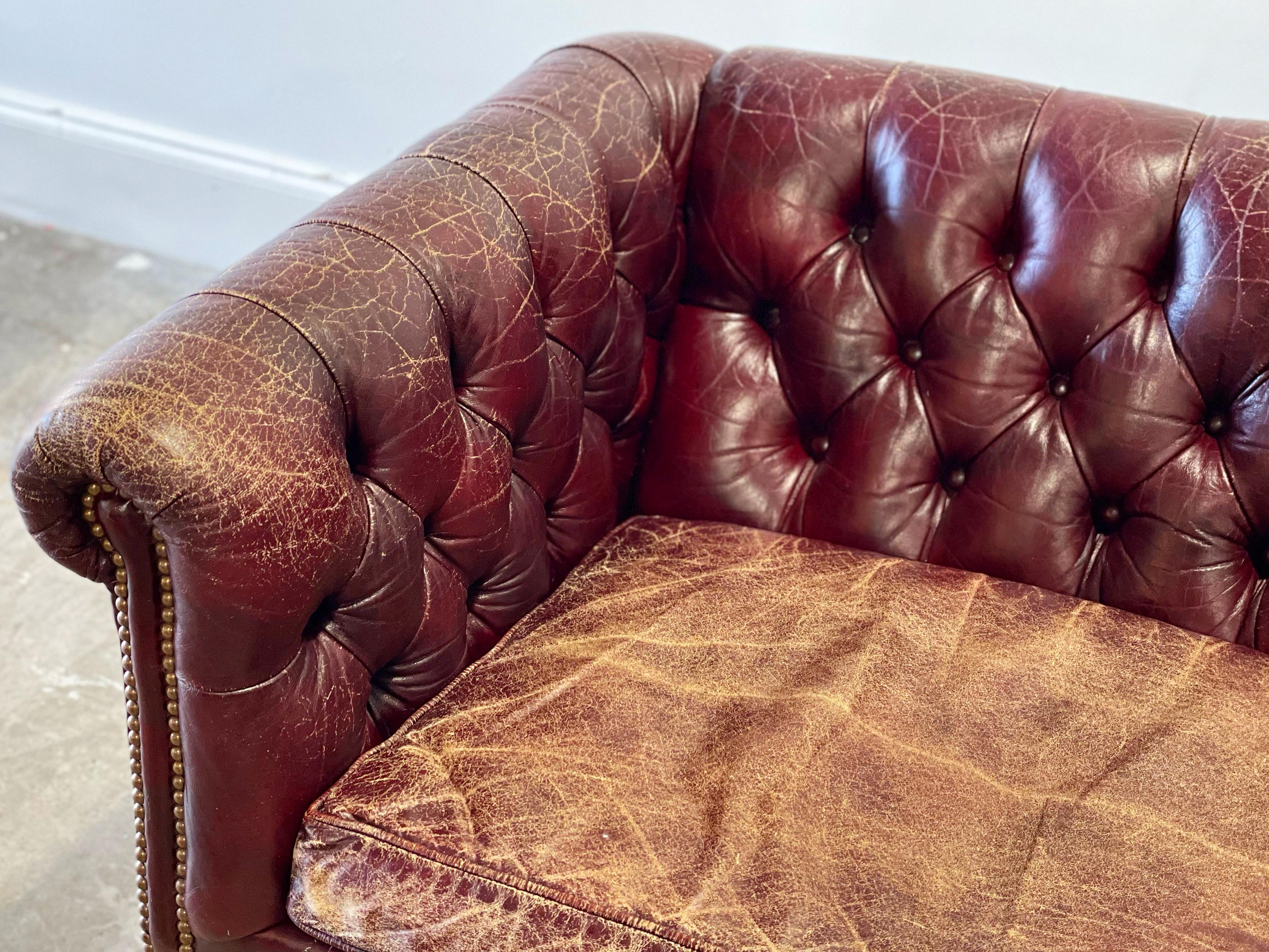 Chesterfield Sofa, Vintage Georgian Style in Ox Blood Leather and Mahogany 8