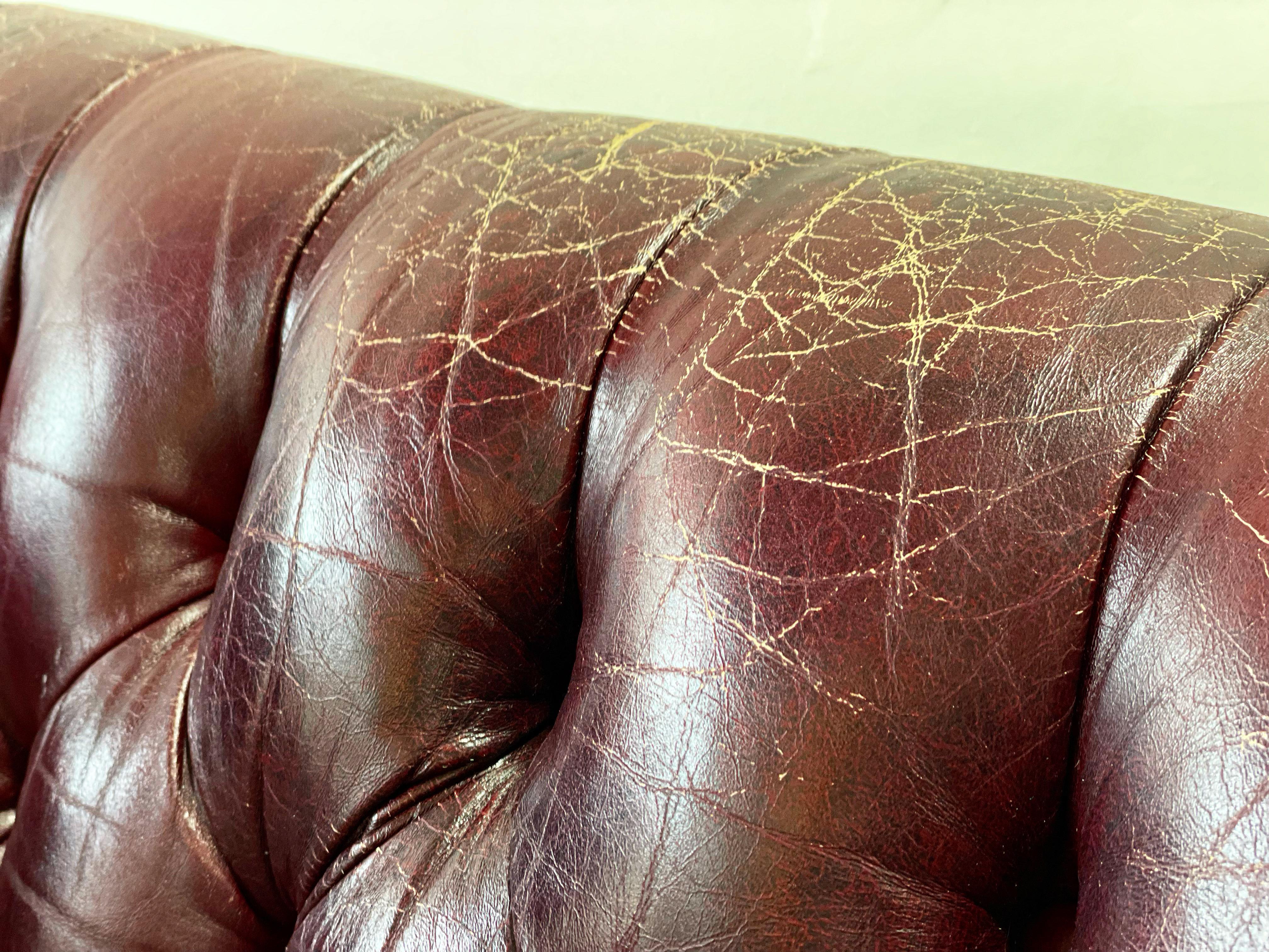 Mid-20th Century Chesterfield Sofa, Vintage Georgian Style in Ox Blood Leather and Mahogany