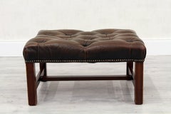 Chesterfield Stool Antique Chair Club Leather Couch Vintage