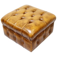 Chesterfield Stool Antique Chair Club Leather Couch Vintage