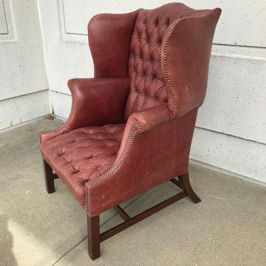 Chesterfield Studded and Buttoned Burgundy Leather Armchair 2