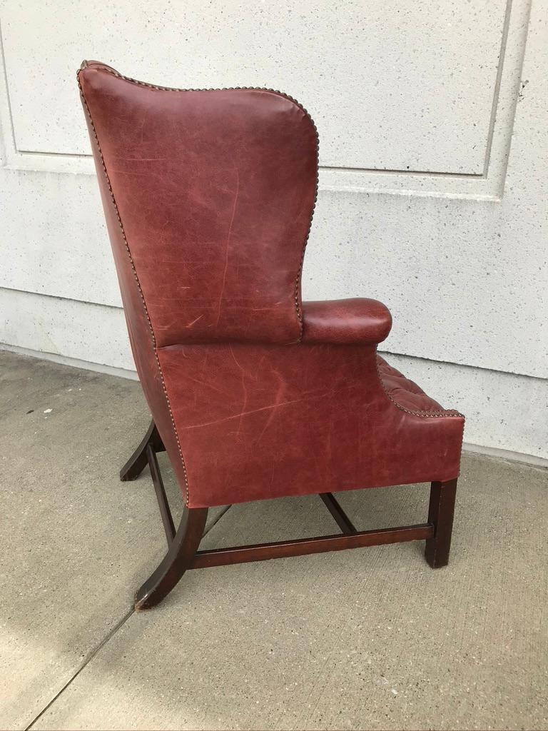 Chesterfield Studded and Buttoned Burgundy Leather Armchair 5