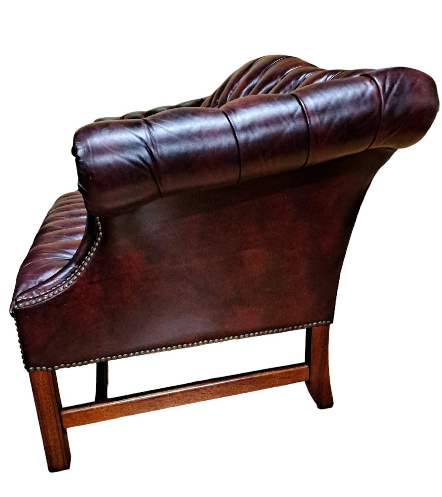 Chesterfield Style Burgundy Button Tufted Sofa by Classic Leather, INC 8