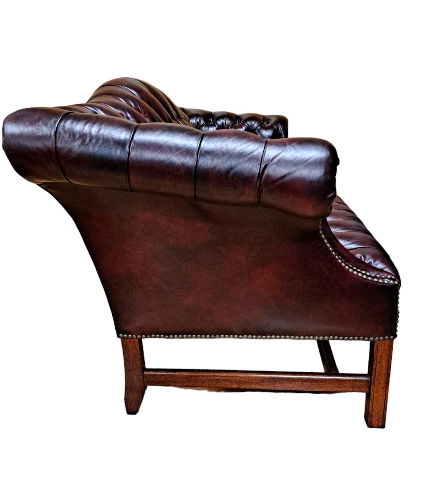 Chesterfield Style Burgundy Button Tufted Sofa by Classic Leather, INC 9