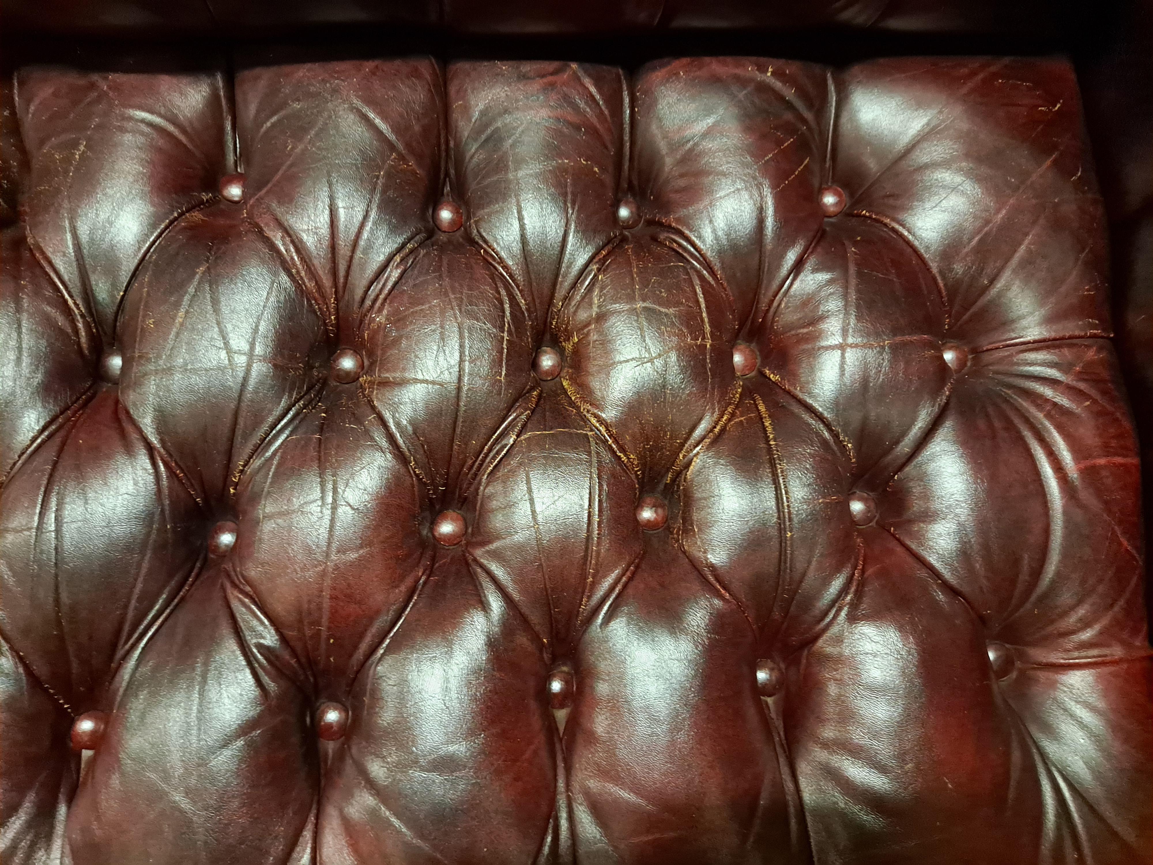 Chesterfield Style Burgundy Button Tufted Sofa by Classic Leather, INC 3