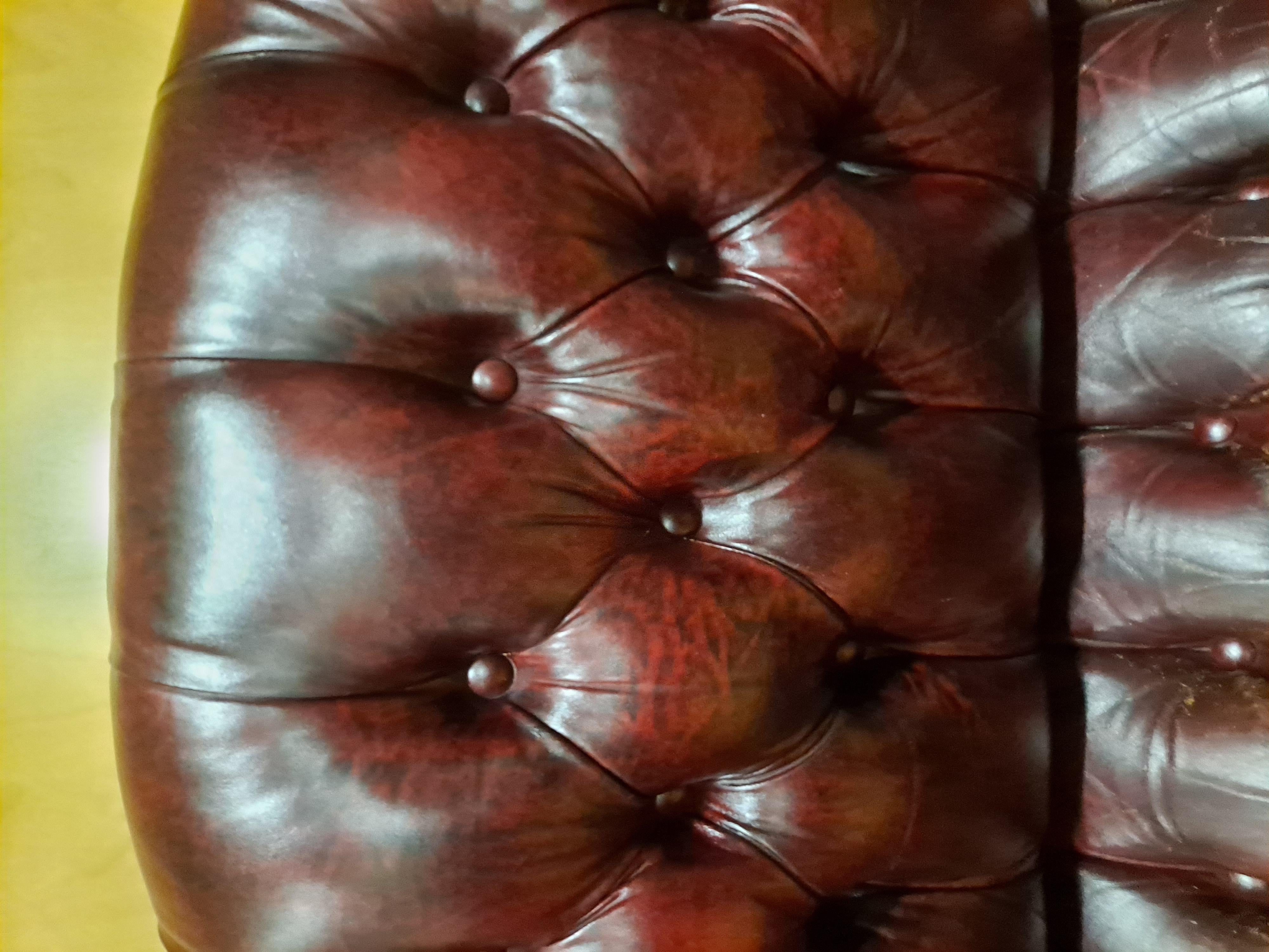 Chesterfield Style Burgundy Button Tufted Sofa by Classic Leather, INC 5
