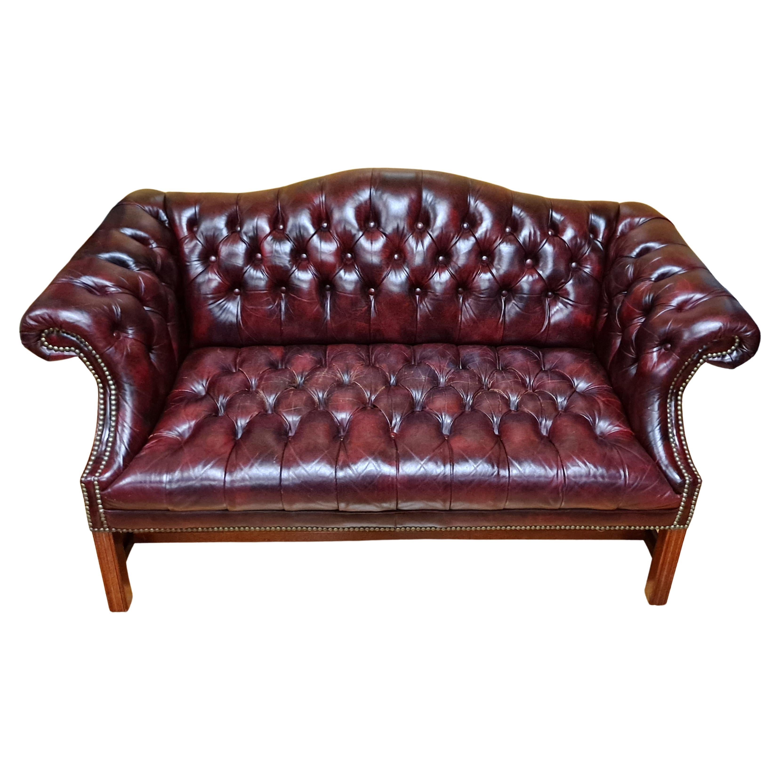 Chesterfield Style Burgundy Button Tufted Sofa by Classic Leather, INC  
