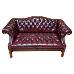 Chesterfield Style Burgundy Button Tufted Sofa by Classic Leather, INC