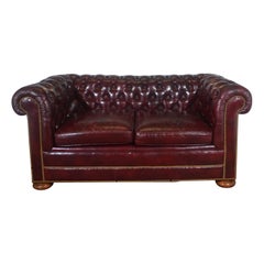Chesterfield Style Leather Loveseat by Hickory