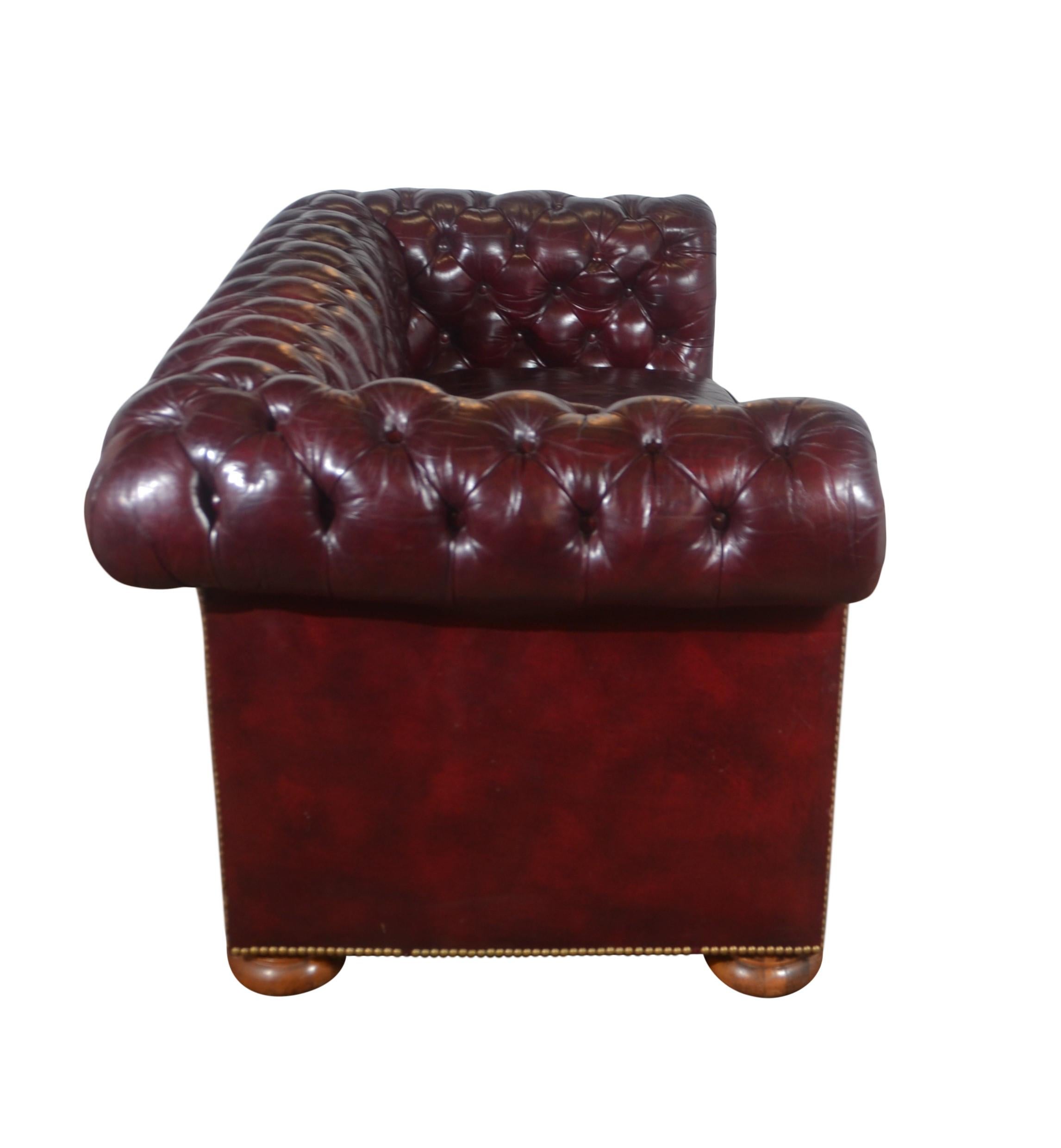 American Chesterfield Style Leather Loveseat by Hickory