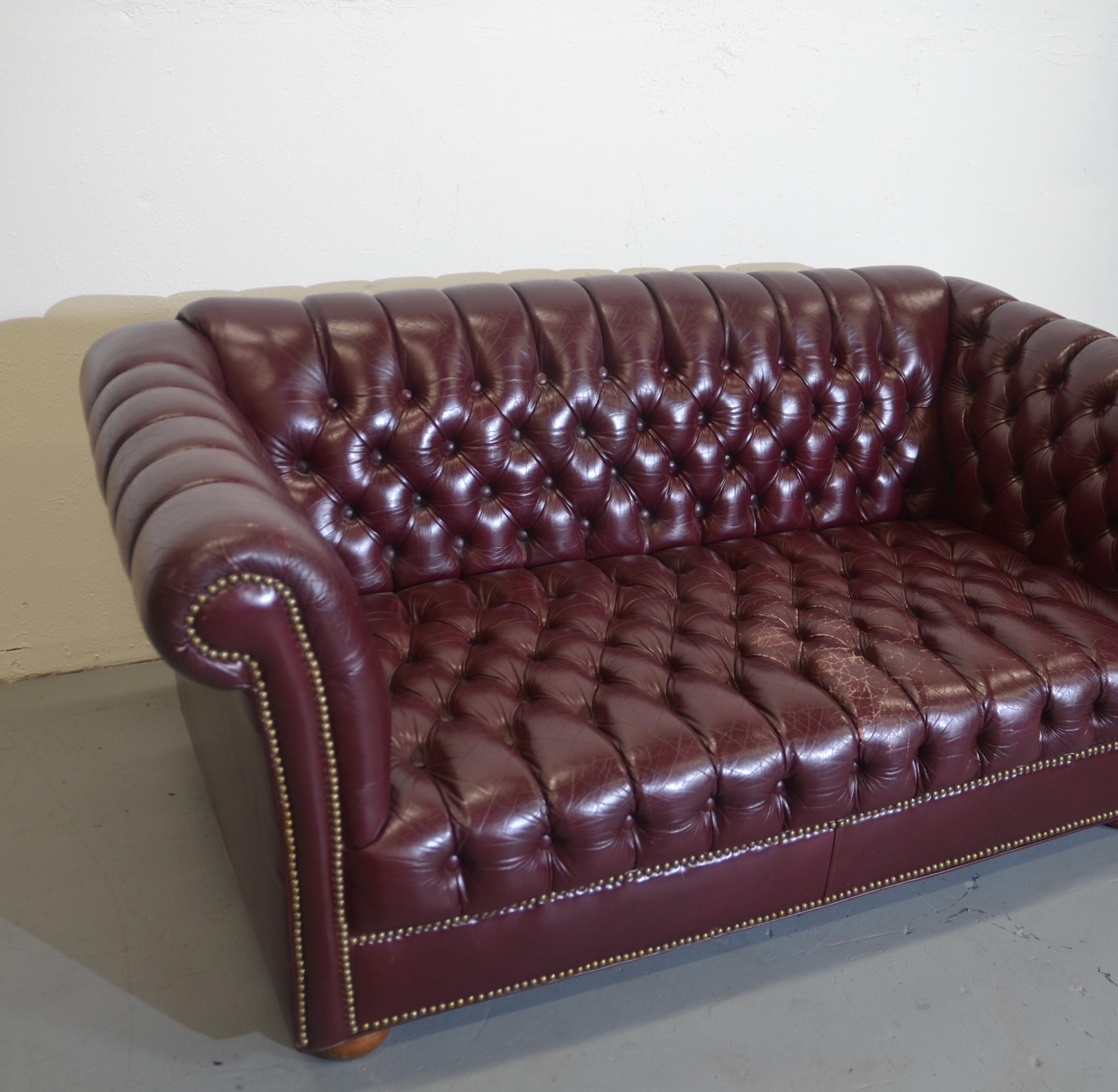 Chesterfield Style Leather Loveseat For Sale at 1stDibs