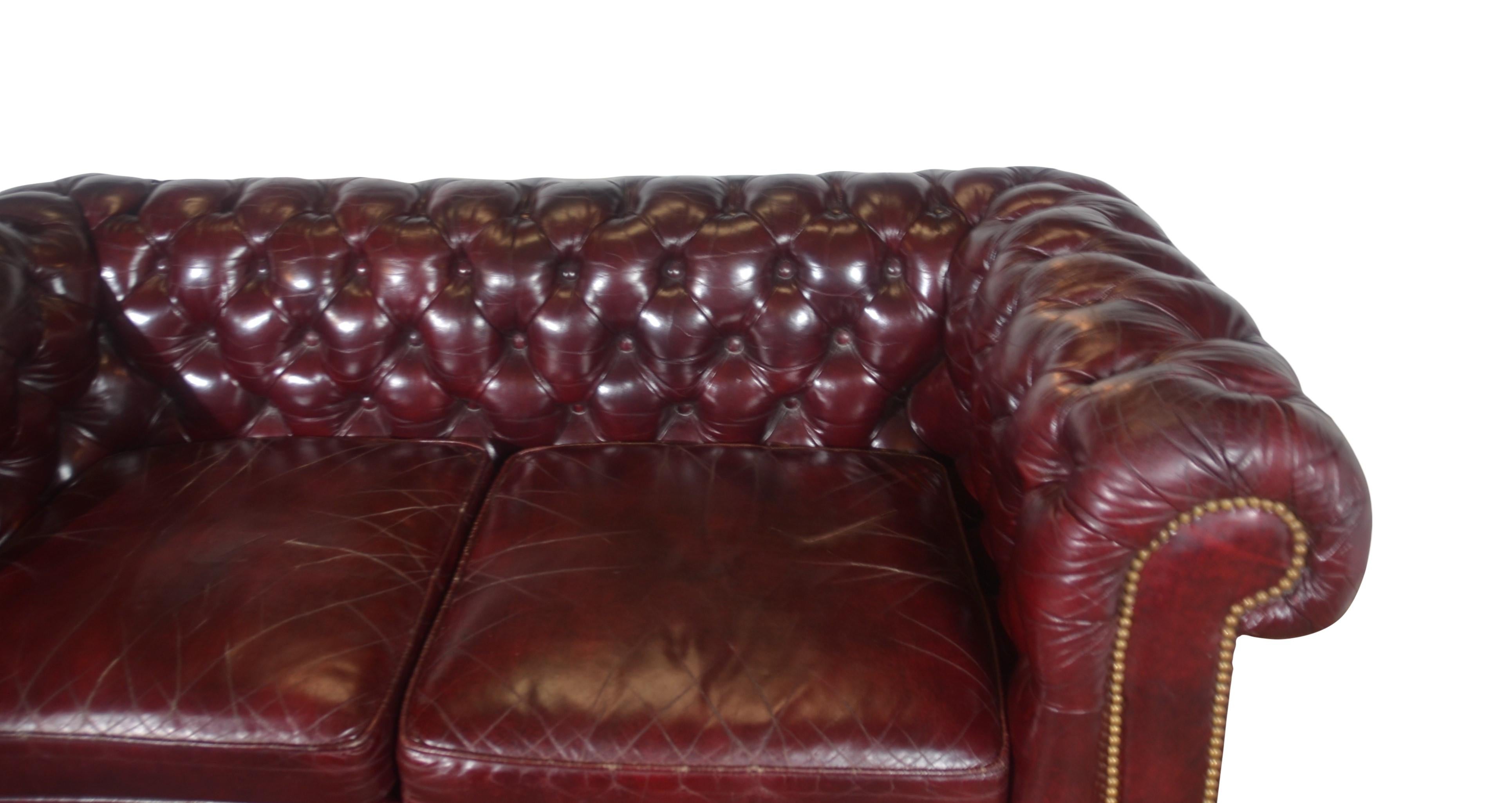 Chesterfield Style Leather Loveseat by Hickory 1