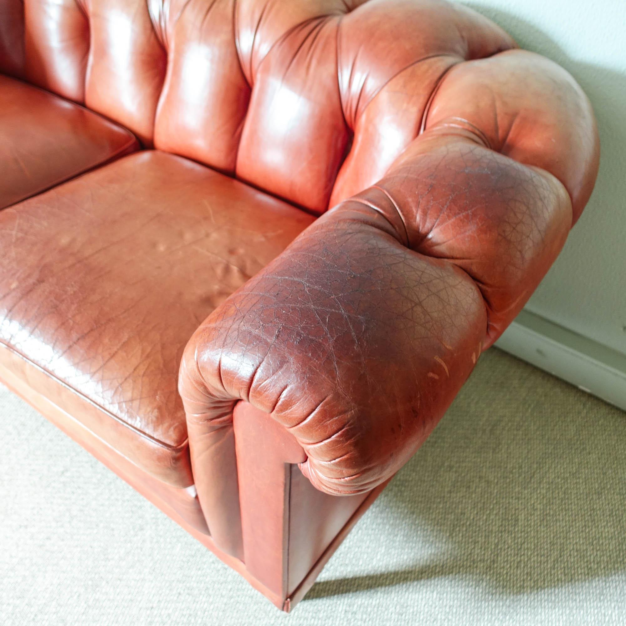 Chesterfield style leather sofa by Hans Kaufeld, 1960's 7